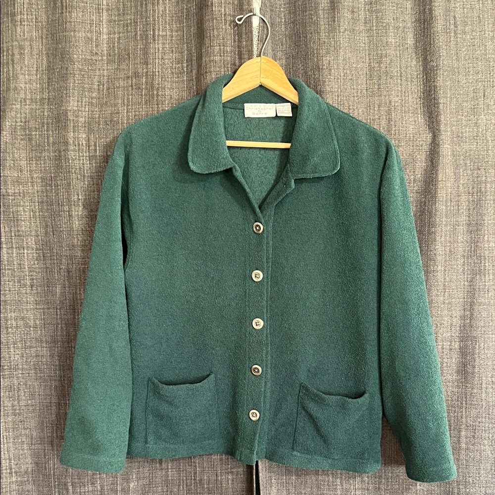 Christopher & banks teal granny core button down sweater with pockets size small